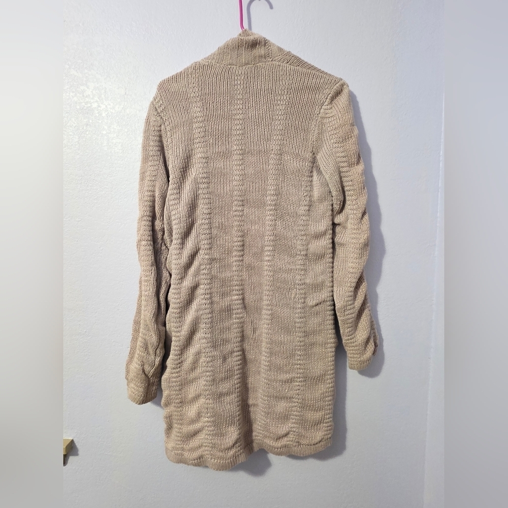 Helmut Lang 100%Linen Taupe Open-Front Cardigan - Picture 7 of 14